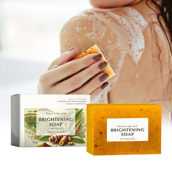 TUITOONM Turmeric Kojic Bath Soap Brightens and Brightens for Even Tone, Gentle Exfoliation & Nourishing Hydration 3.53 oz of Natural Skin-Polishing Goodness with Turmeric, Kojic Acid