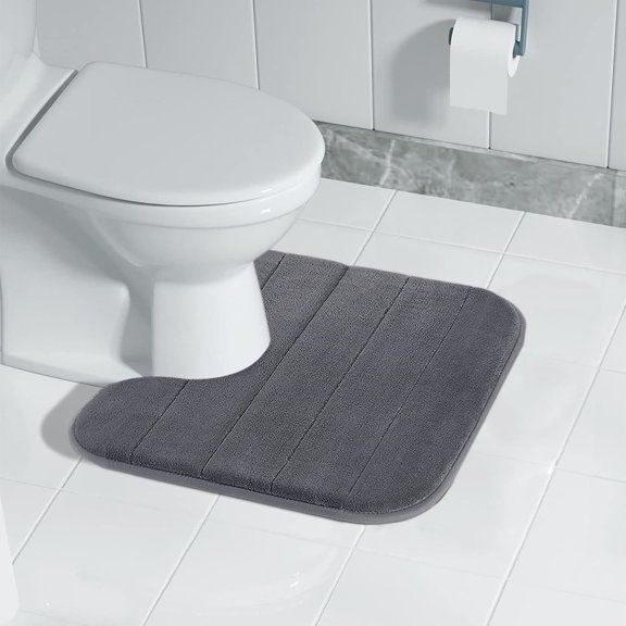 TUITOONM U-Shape Toilet Mat Non-Slip Water Absorbent Machine Washable Rug