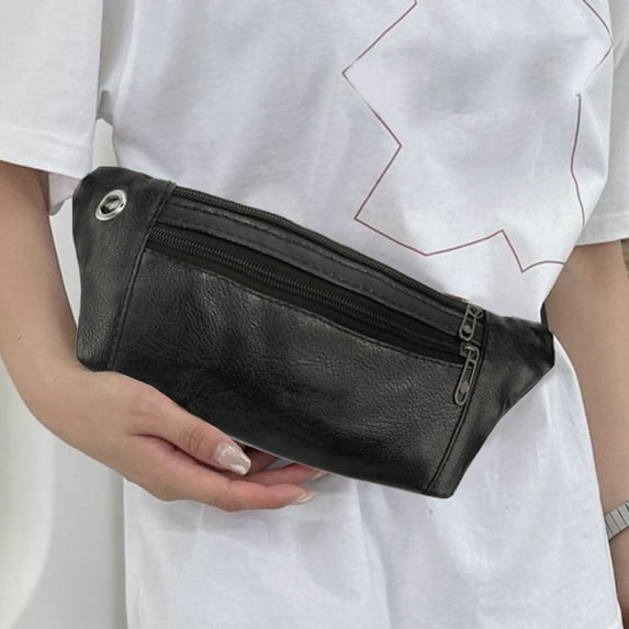 TUITOONM Waist Bag For Men Women Travel Bag Cell Phone Belt Bag PU Material Crossbody Bag Travel Walking Running Hiking Cycling