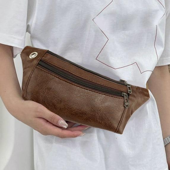 TUITOONM Waist Bag For Men Women Travel Bag Cell Phone Belt Bag PU Material Crossbody Bag Travel Walking Running Hiking Cycling