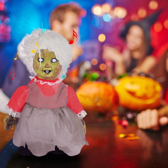 TUITOONM Walking Ghost Doll Halloween Plush Toy Party with Voice Sensitive Luminous Party Sound Activated Induction Light in The Dark Sound Props