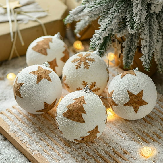 TUITOONM White Foam Snowball Pendant Christmas Balls Ornaments Upgrade Shatterproof Christmas Tree Decorative Props for Festival Wedding Party Decoration