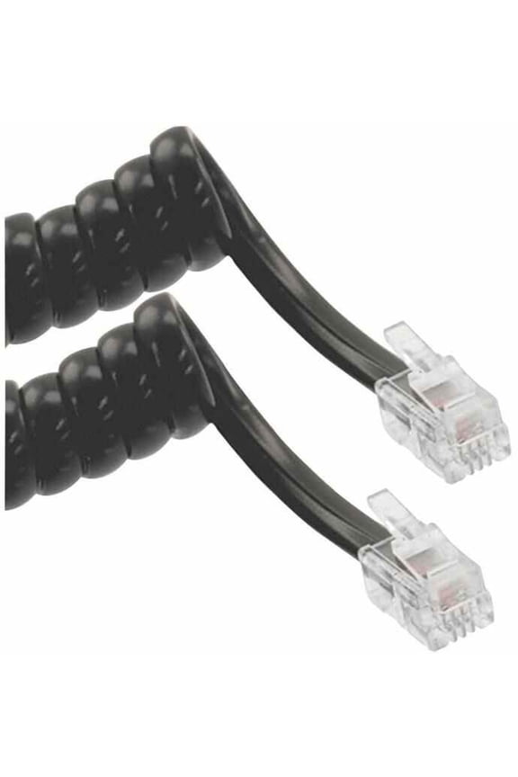 TUK - Black RJ10 Plug to Plug Coiled Telephone Handset Lead - 3.7m