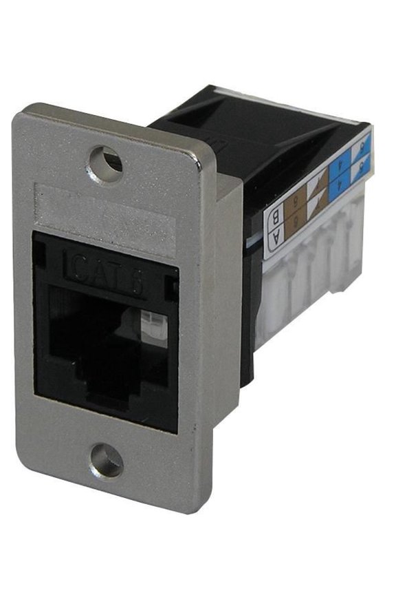 TUK - Panel Mount Cat6 Component Level Keystone Socket, Black