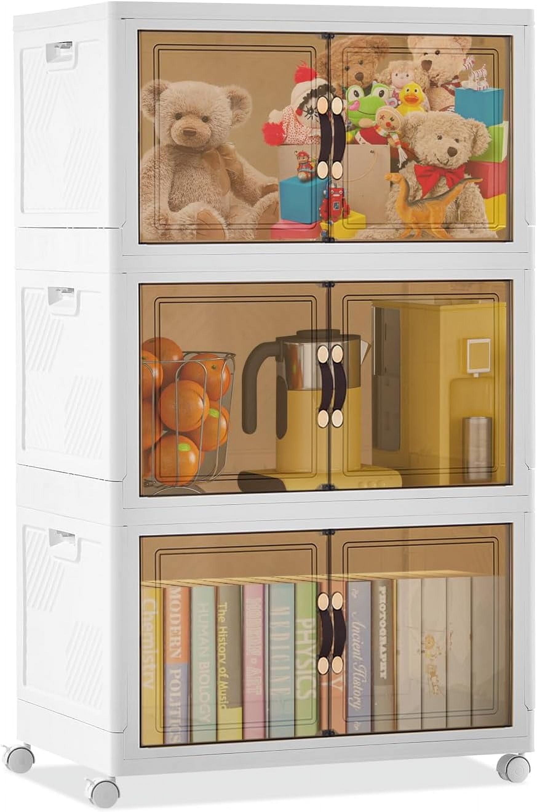 TUKAILAi 3 Tier Collapsible Storage Bins Max 105QT Stackable Organizer ...