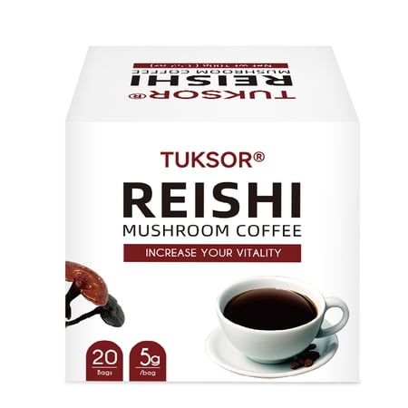 TUKSOR Organic Reishi Coffee: Boosts Immunity, Vitality & Mental Clarity, Reduces Stress, Sharpens Focus, Powered by Reishi Extract & Spore Powder,Total Health Support