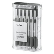 TUL® BP3 Retractable Ballpoint Pens, Medium Point, 1.0 mm, Silver Barrel, Black Ink, Pack Of 12 Pens