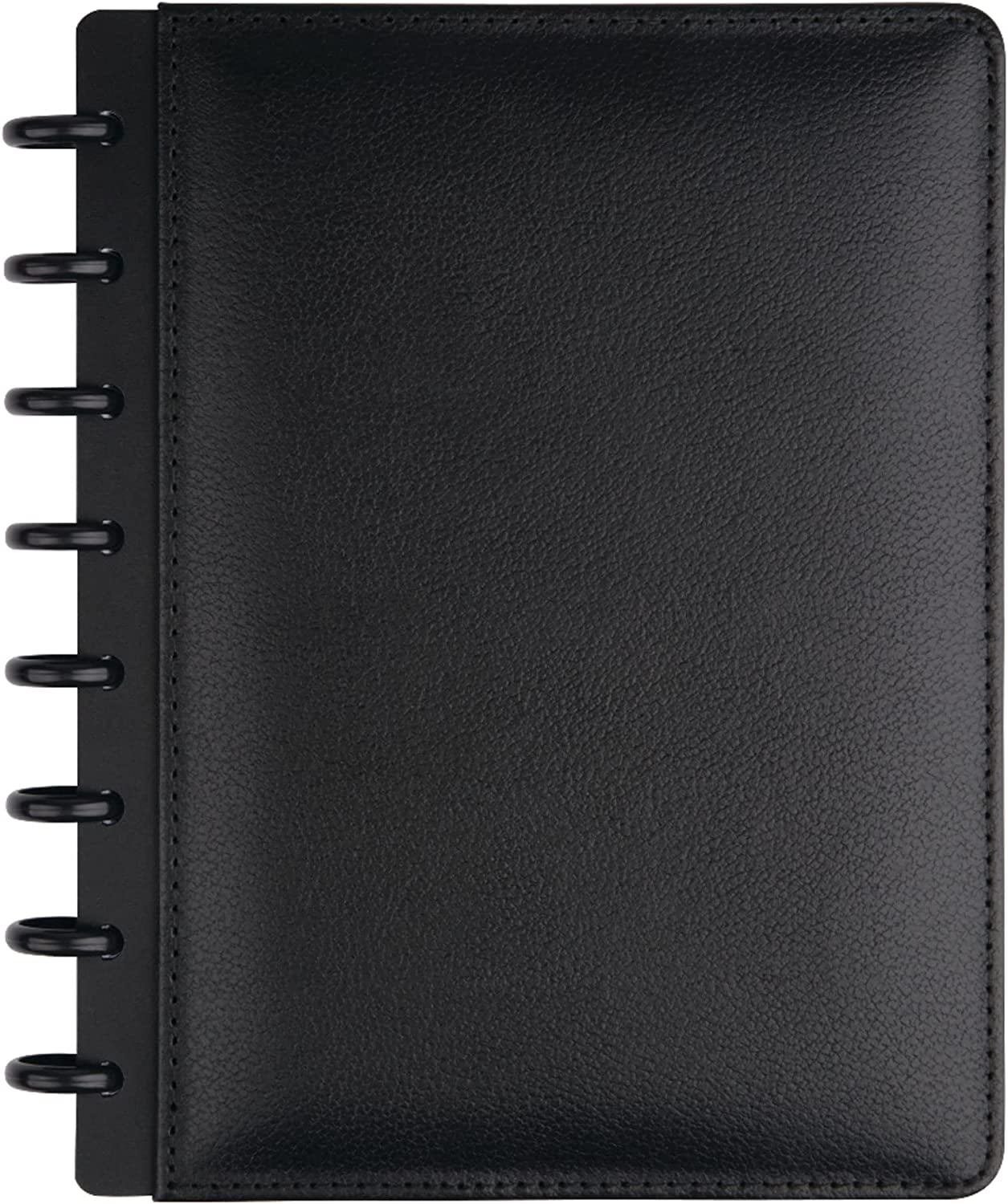 TUL Custom Note-Taking System Discbound Notebook, Junior Size, Leather Cover, Black