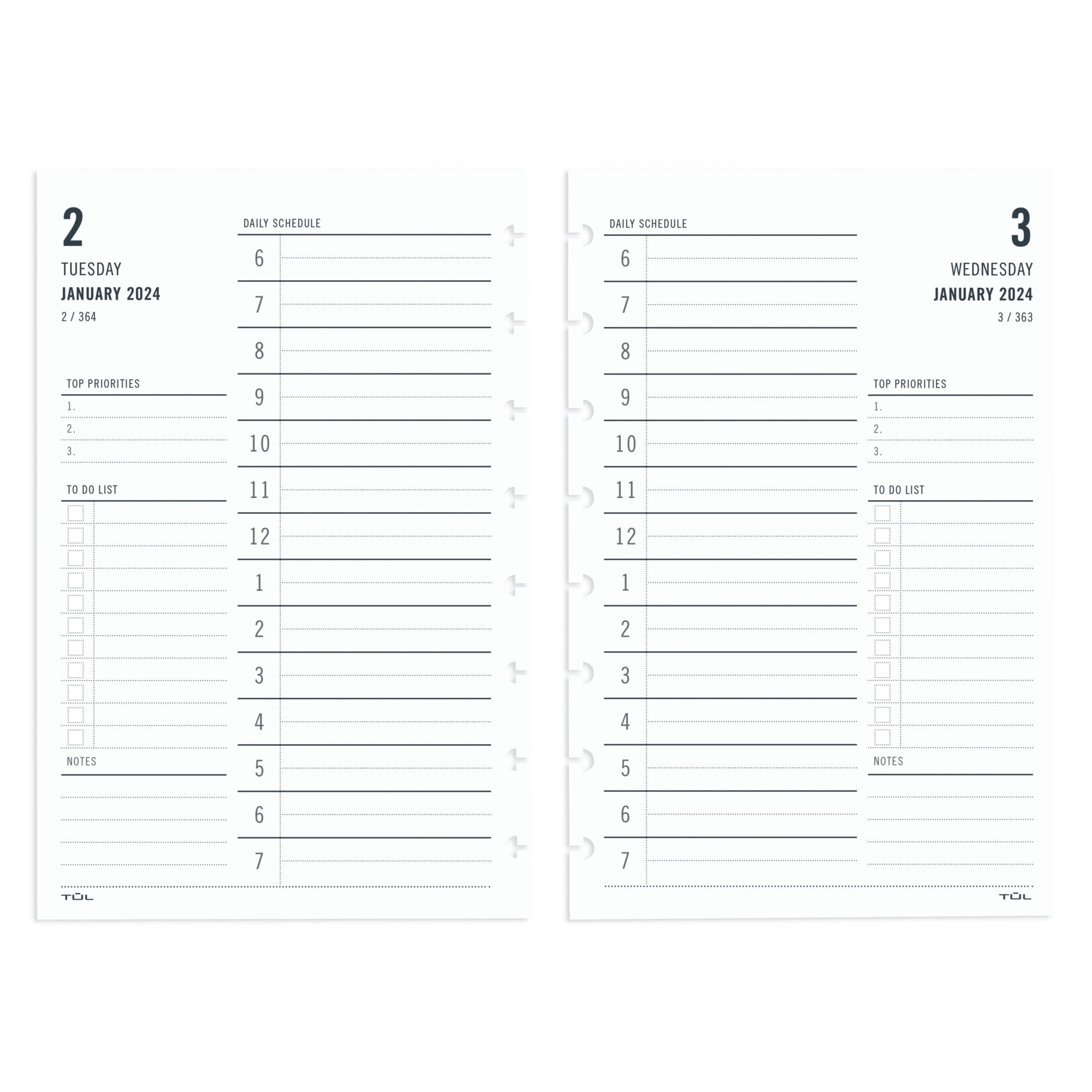 TUL® Discbound Daily Planner Refill Pages, Junior Size