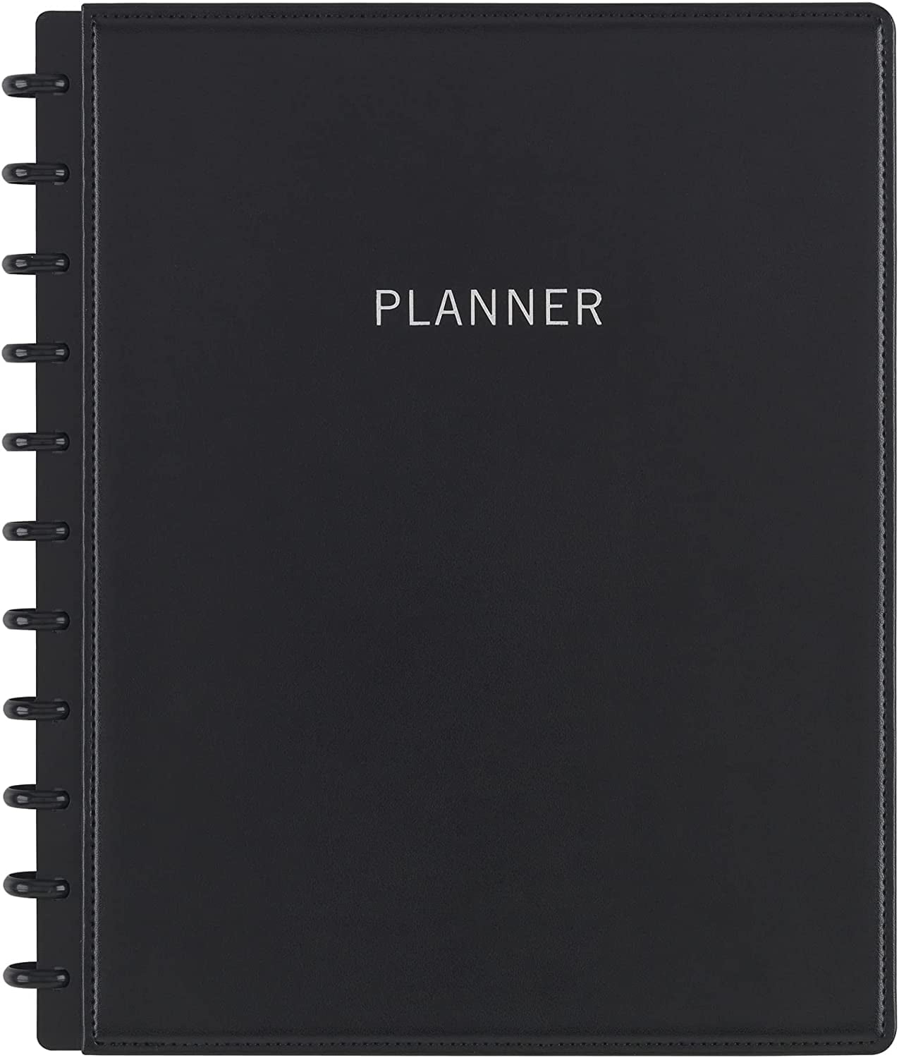 TUL Discbound Monthly Planner Starter Set, Undated, Letter Size, Leather Cover, Black