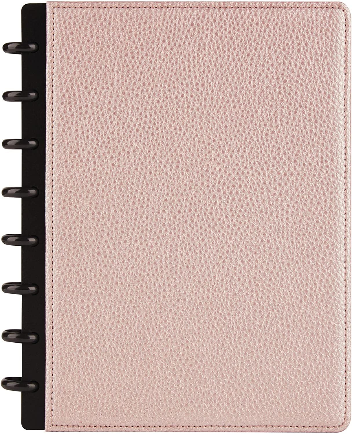 TUL Discbound Notebook With Pebbled Leather Cover, Junior Size, Narrow Ruled, 60 Sheets, Rose Gold