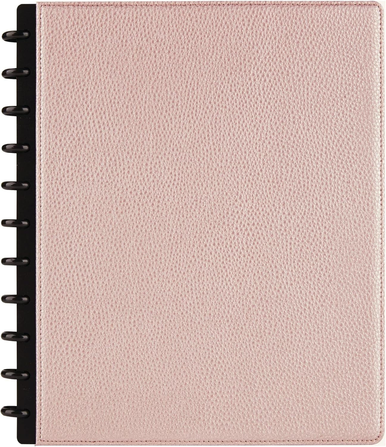 TUL Discbound Notebook With Pebbled Leather Cover, Letter Size, Narrow Ruled, 60 Sheets, Rose Gold
