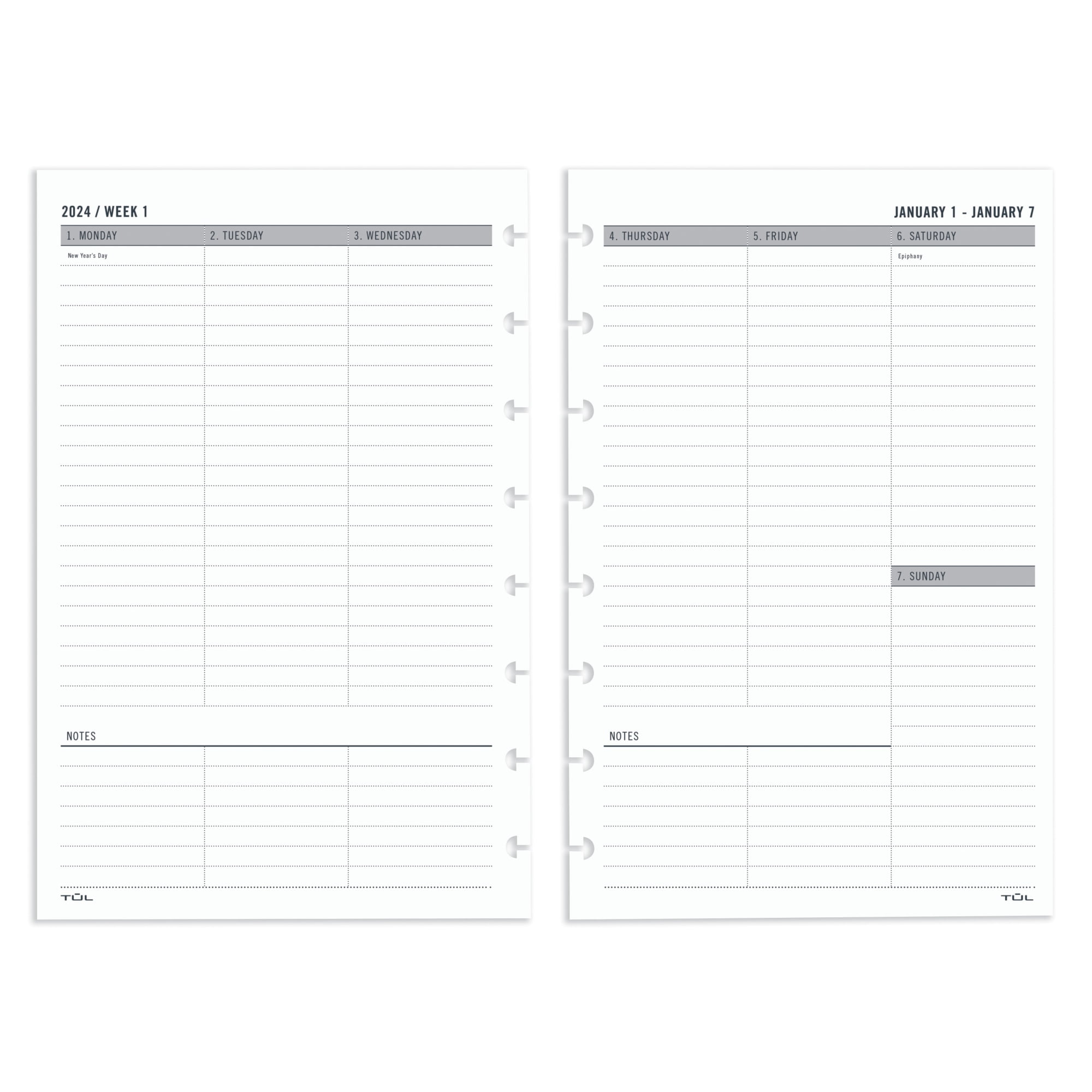 TUL® Discbound Weekly Planner Refill Pages, Junior Size