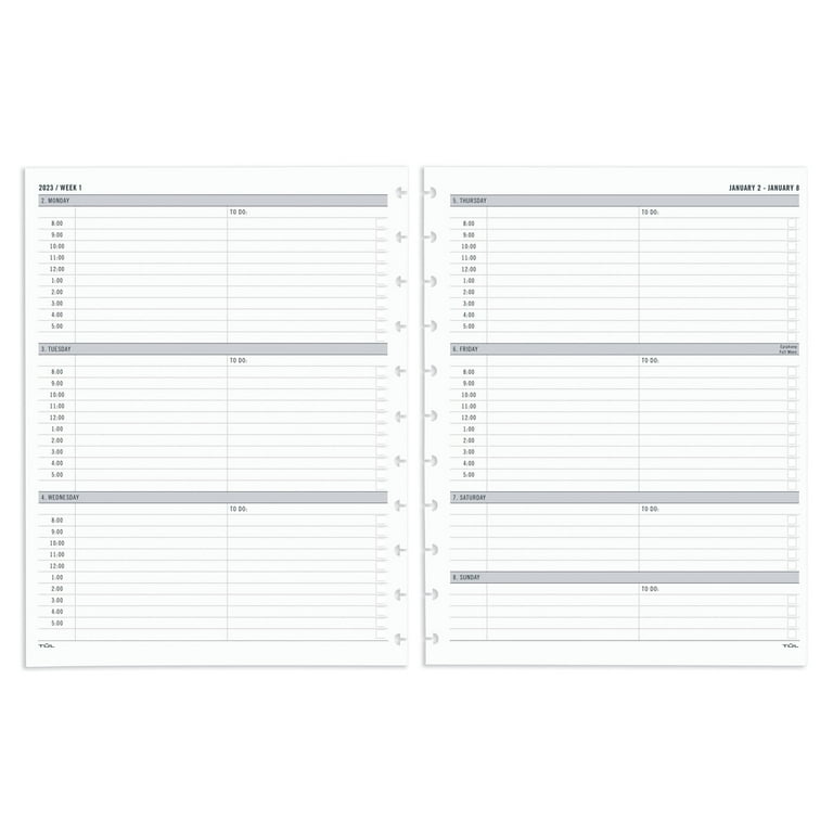 TUL® Discbound Weekly Refill Pages, Timed, Letter Size, January To December  2023 - Walmart.com