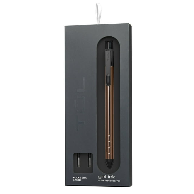 TUL® Fine Writing Solid Metal Barrel Retractable Gel Pen With 2 Refills, Medium Point, 0.7 mm