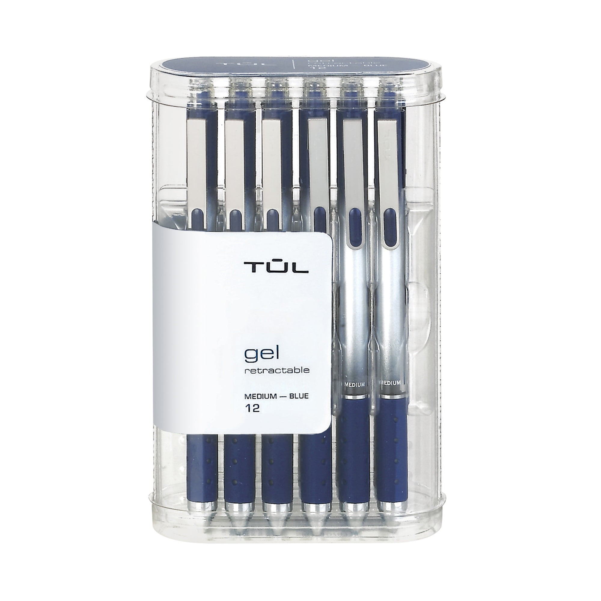 TUL Gel Pens, Retractable, Medium Point 0.7 mm, Gray Barrel, Blue Ink ...