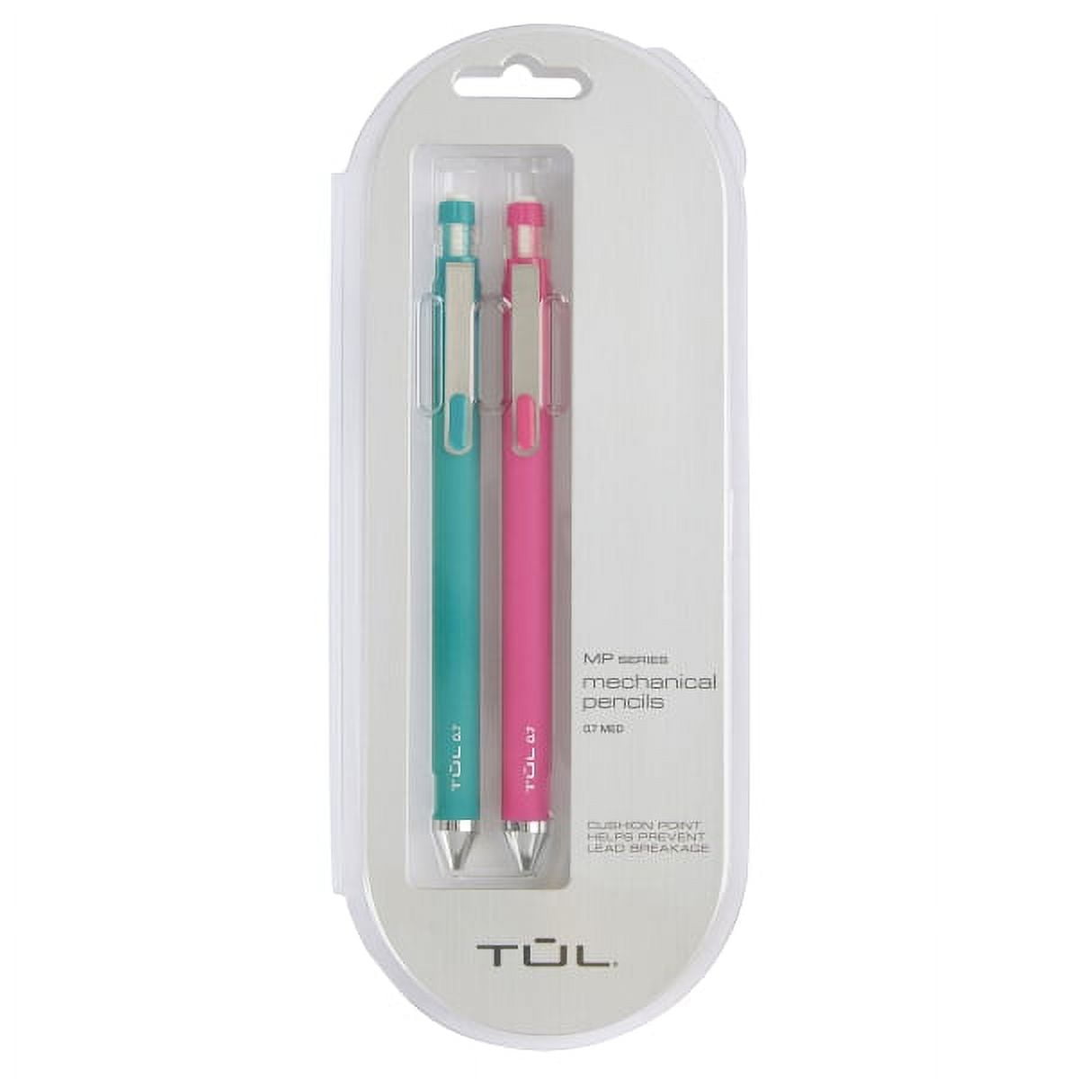 TUL¬Æ Mechanical Pencils 0.7mm, Teal/Pink, NonSlip Grip, Pack of 2