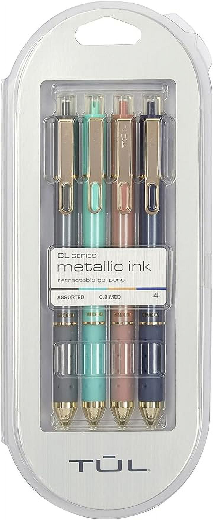 TUL® Metallic Retractable Gel Pens, Medium Point, 0.8 mm, Assorted