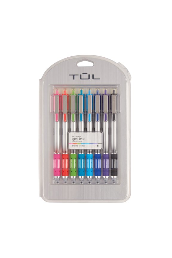 Retractable Gel Pens, Bullet Point, 0.7 mm, Gray Barrel, Assorted Bright Ink Colors, Pack Of 8