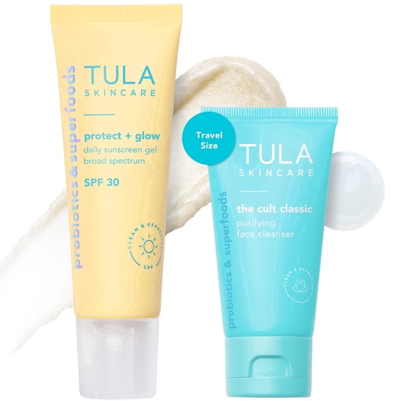 TULA Skin Care Sun Kit - SPF & Travel Size Cleansing Duo, 2-Piece Kit