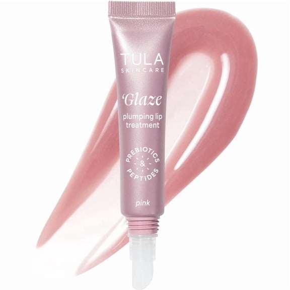 TULA Skin Care Glaze Plumping Lip Treatment, Shade Pink, 0.28 oz.