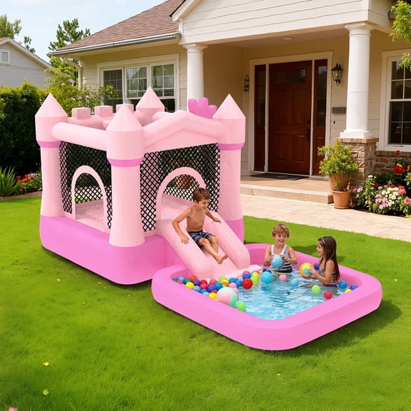TULILLO 145''x 75'' x 73'' Inflatable Bounce Houses for Kids 3-8 with Blower Ball Pit and Large Pool Outdoor/Indoor Bouncy House, PVC, Child, Teen, Toddler