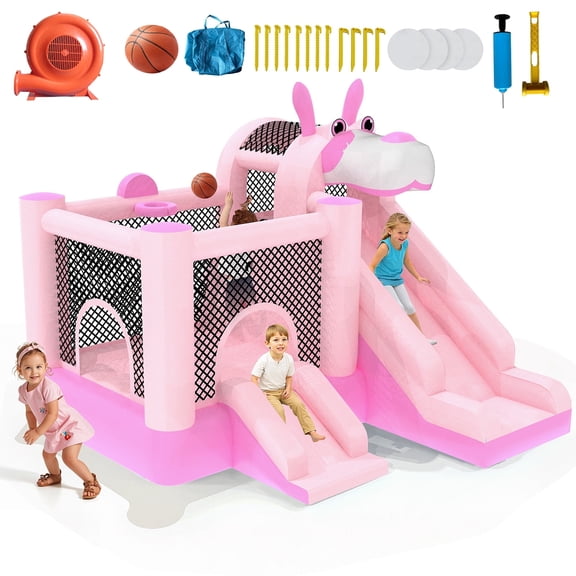 TULILLO 145''x 75'' x 73'' Inflatable Bounce Houses for Kids 3-8 with Blower Ball Pit and Large Pool Outdoor/Indoor Bouncy House, PVC, Child, Teen, Toddler