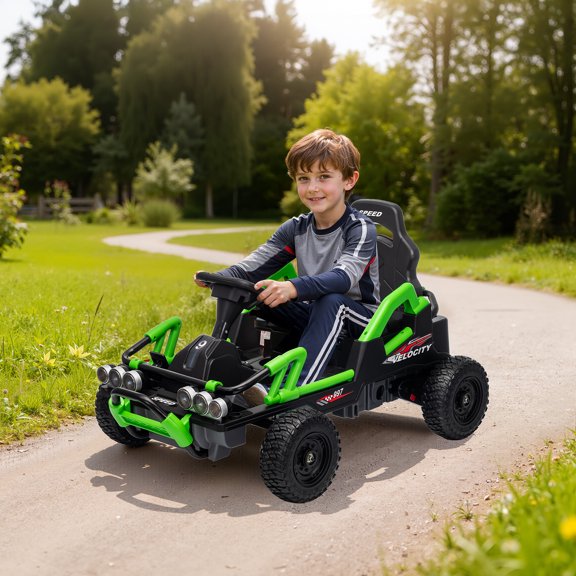 TULILLO 24 Volt Ride on Toys, Kids Ride on Cars with Remote Control, 2 x 550W Powerful Electric Car for Kids, Ride on UTV w/ Bluetooth, Music, 3 Speeds, Green