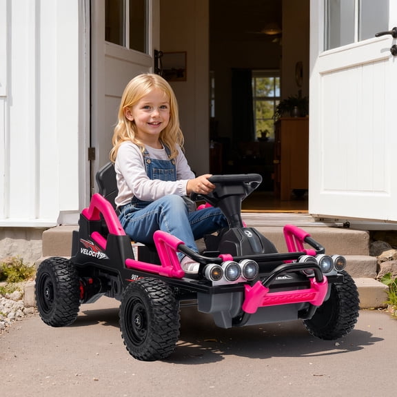 TULILLO 24 Volt Ride on Toys, Kids Ride on Cars with Remote Control, 2 x 550W Powerful Electric Car for Kids, Ride on UTV w/ Bluetooth, Music, 3 Speeds, Pink