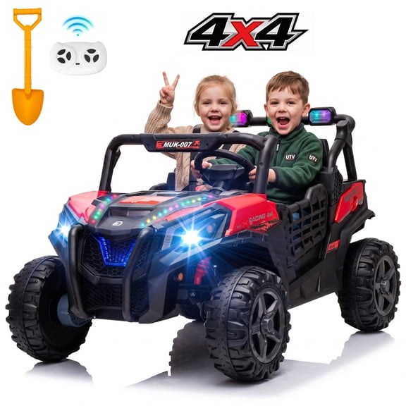 TULILLO 24V Ride on Toys for Big Kids, 2 Seater Ride on Car with 4x200W Motors, 4WD Kids Electric Car for Ages 3-8, Parent Remote Control, Bluetooth Music, 5 MPH, LED Lights, Red