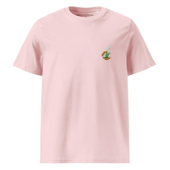 TULIP GARDEN DYSTOPIA ORGANIC COTTON EMBROIDERED T-SHIRT Cotton Pink - Small