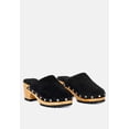 thumbnail image 1 of TULLEY Suede Clogs Mules in Black, 1 of 6