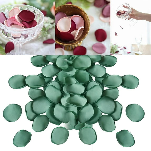 TULUDA 200 Pcs Rose Petals Satin Flower Petals, Elegant for Wedding Flower Girl Basket, Table Centerpieces, Aisle Runner, Party Confetti, Bridal Shower, Dinner, and Wedding Decoration(Green)