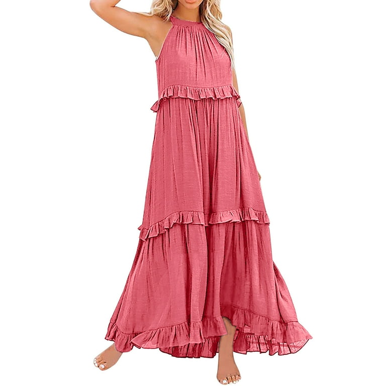 Pink Boho Halter Summer Dress Pink Boho Halter Summer Dress