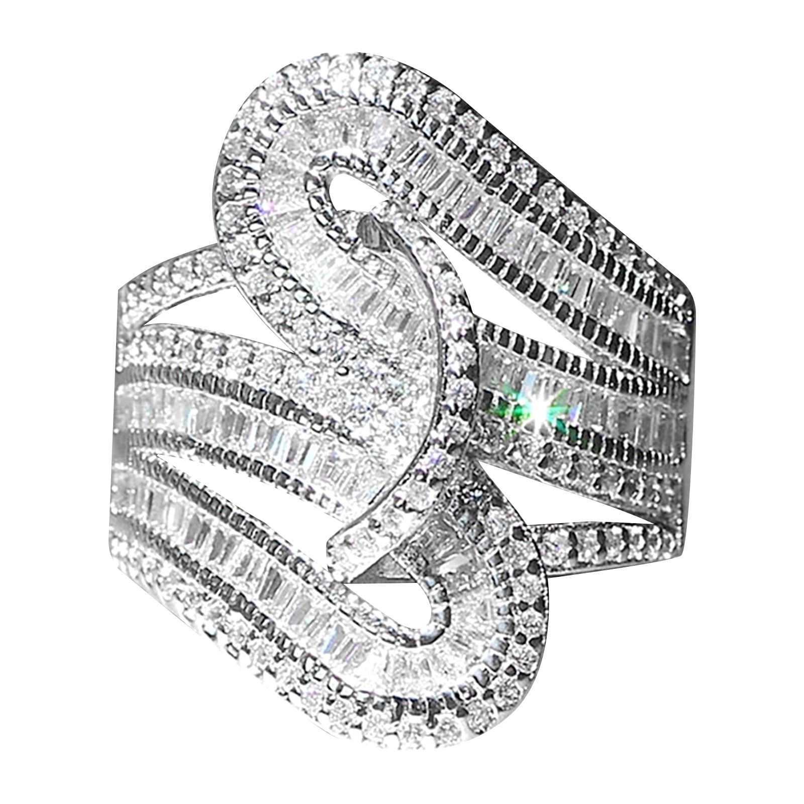 TULUDA Flash Sale! Rings for Women Couple Princess Cut Diamond Set Ring