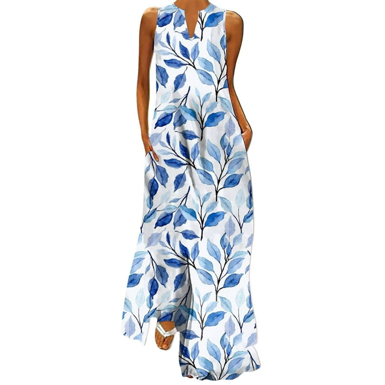 Floral Print V-Neck Sleeveless Split Dress Floral Print V-Neck Sleeveless Split Dress