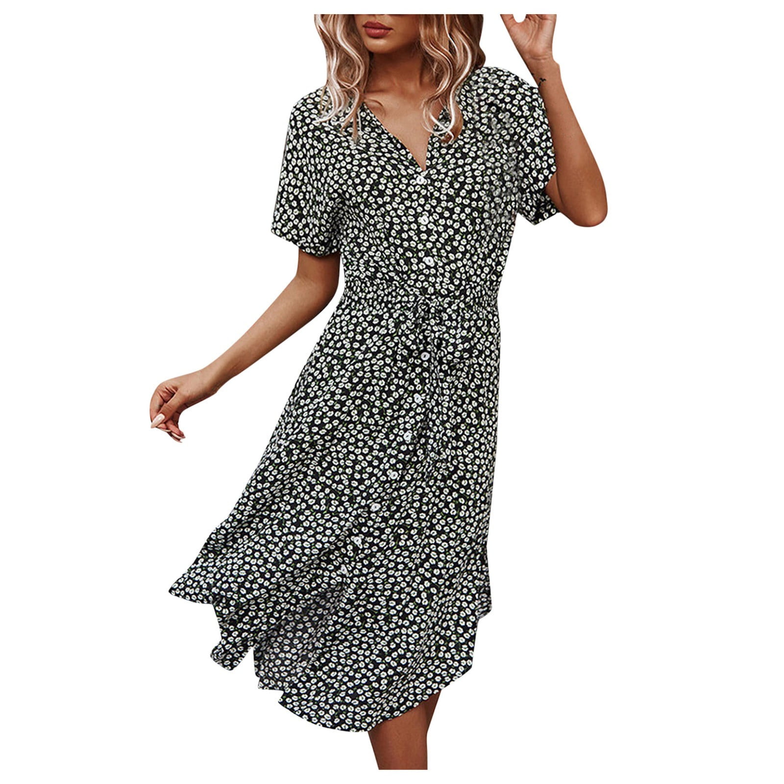 Black Polka Dot Midi Dress 3452 Black Polka Dot Midi Dress 3452
