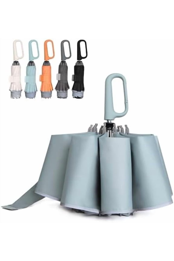 TUMAAOTU Inverted Umbrella with Carabiner Handle, Compact Wind Proof Umbrellas For Rain and Sun Protection, Portable Reverse Folding Umbrella, Car Umbrella for Women Men, 10 Ribs