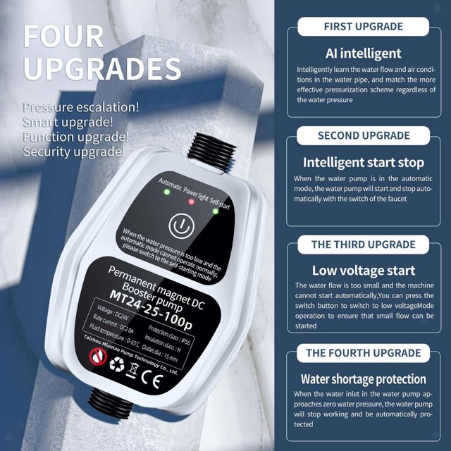 TUMALL 24V Water Pressure Pump Connector Automatic Home Shower Heater