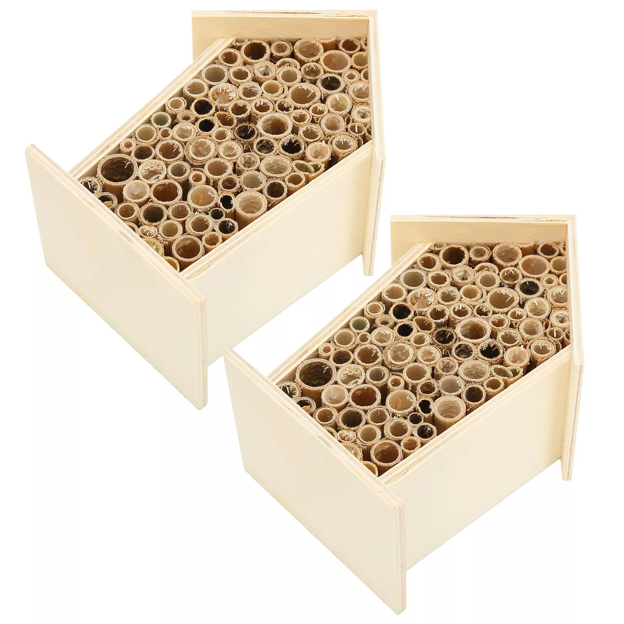 TUMALL 2PCS Wooden Bee House Wood Bee Room Hotel Shelter Nests Box For