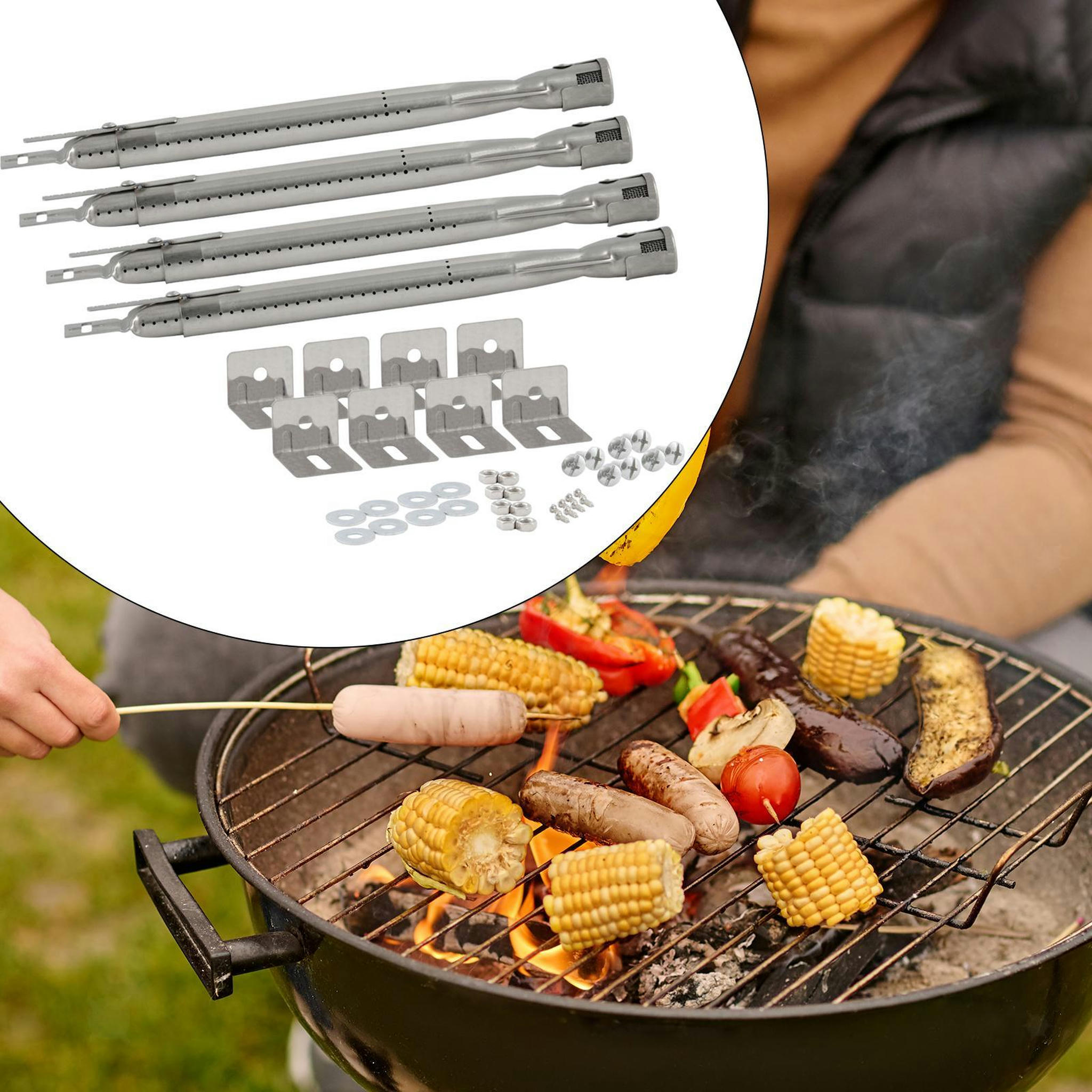 TUMALL 4Pcs Grill Burner Tubes Universal Stainless Steel Gas Grill Pipe