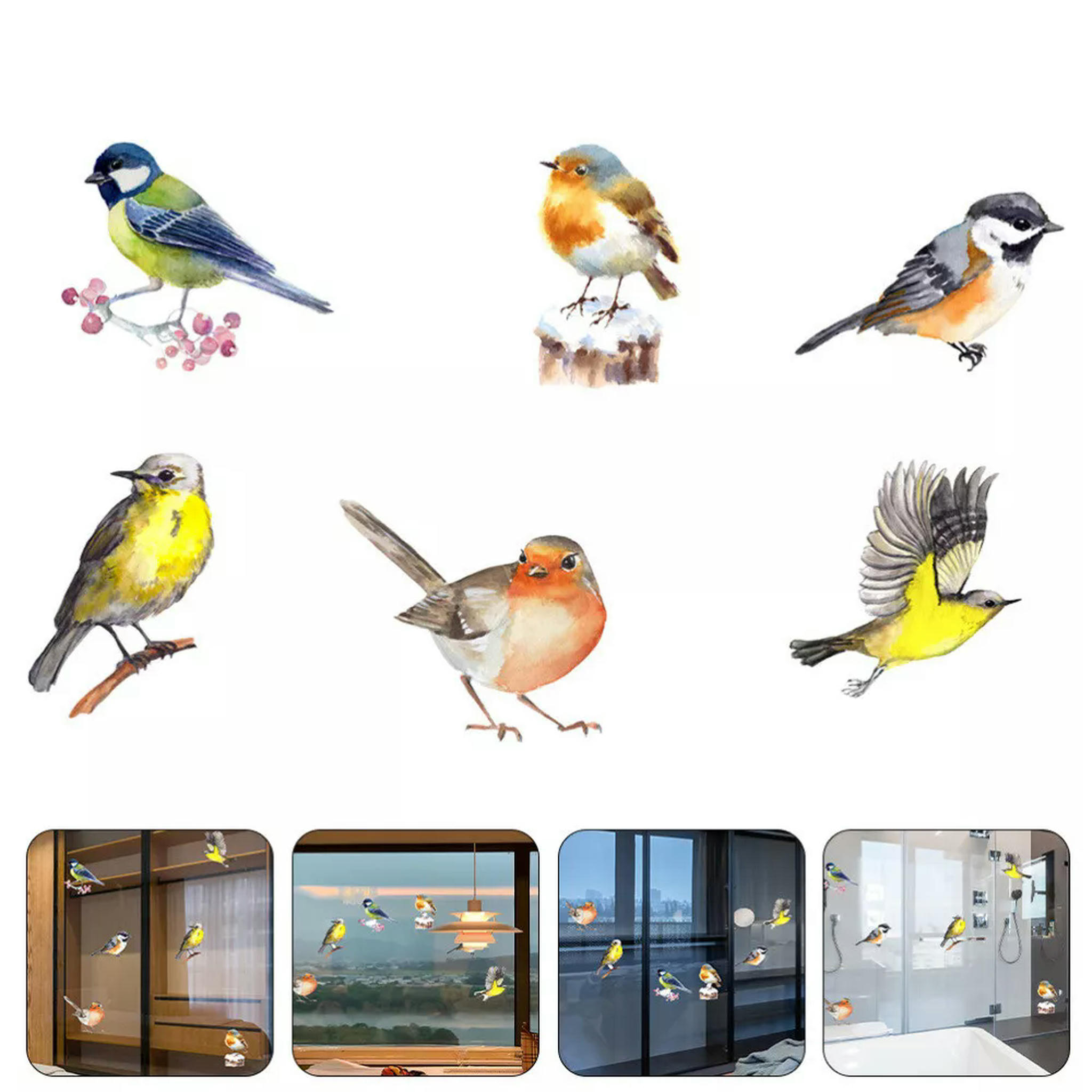 TUMALL 6 Pcs Window Cling Sticker Birds Anticollision Stickers Decals