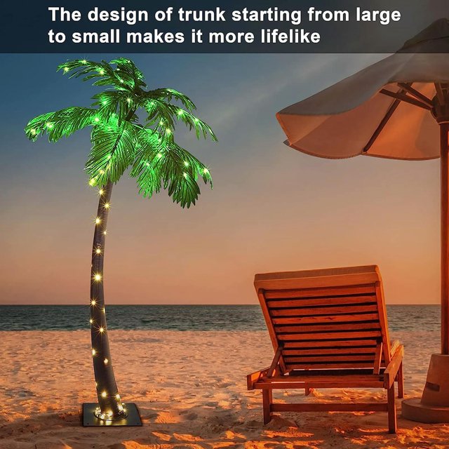 TUMALL Artificial Lighted Palm Tree Solar Powered LED Light Up Fake