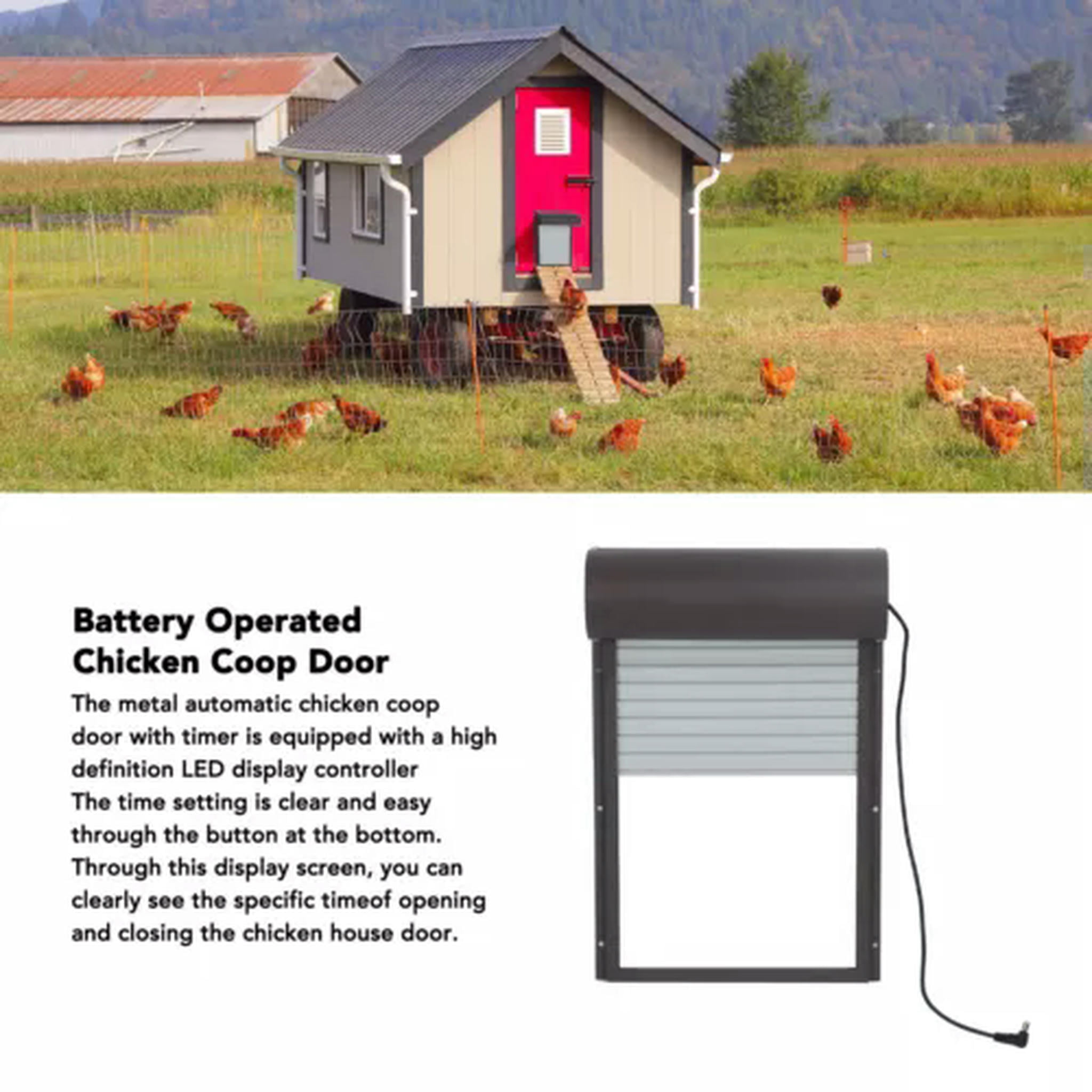 TUMALL Battery Operated Automatic Chicken Coop Door Auto Chicken Coop