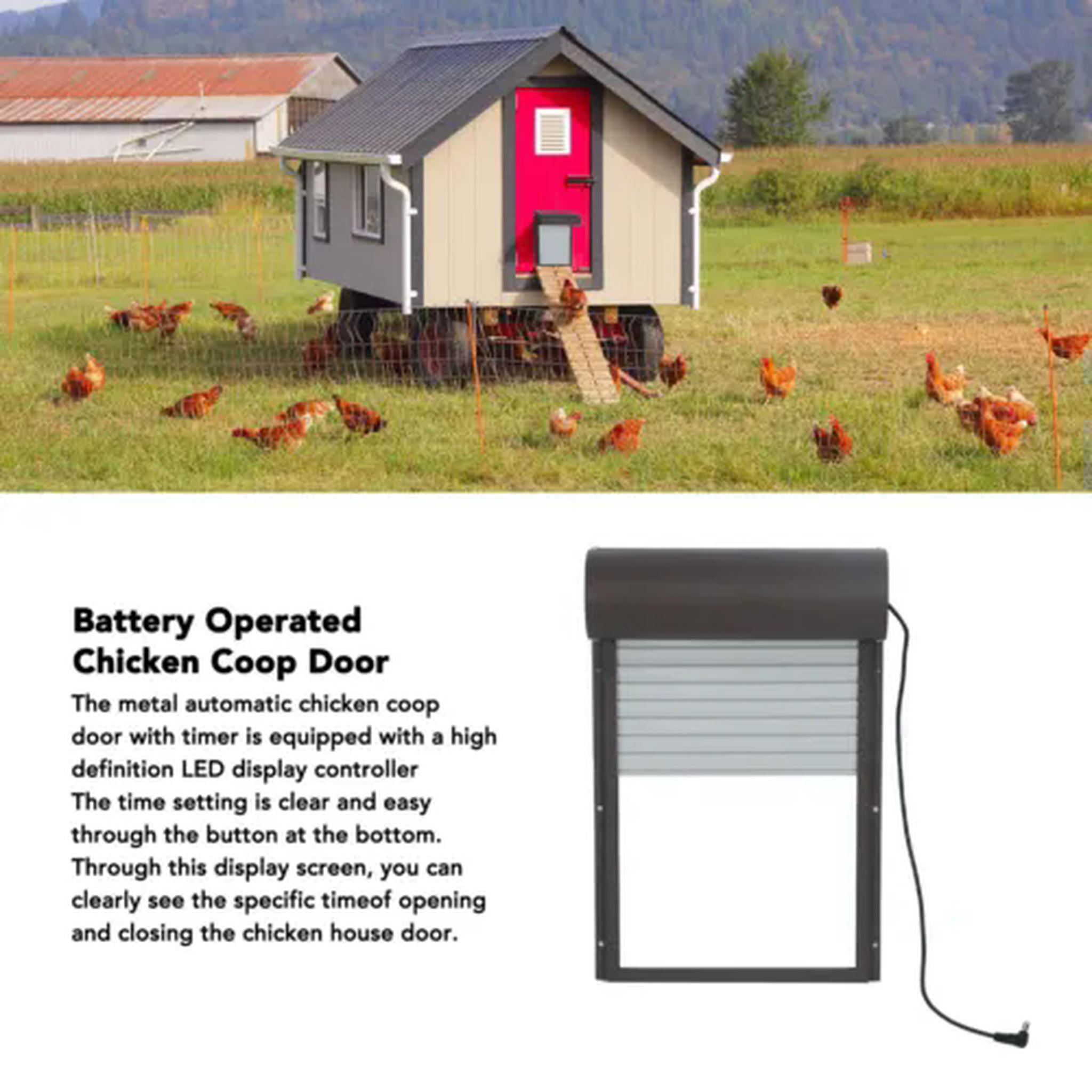 TUMALL Battery Operated Automatic Chicken Coop Door Auto Chicken Coop