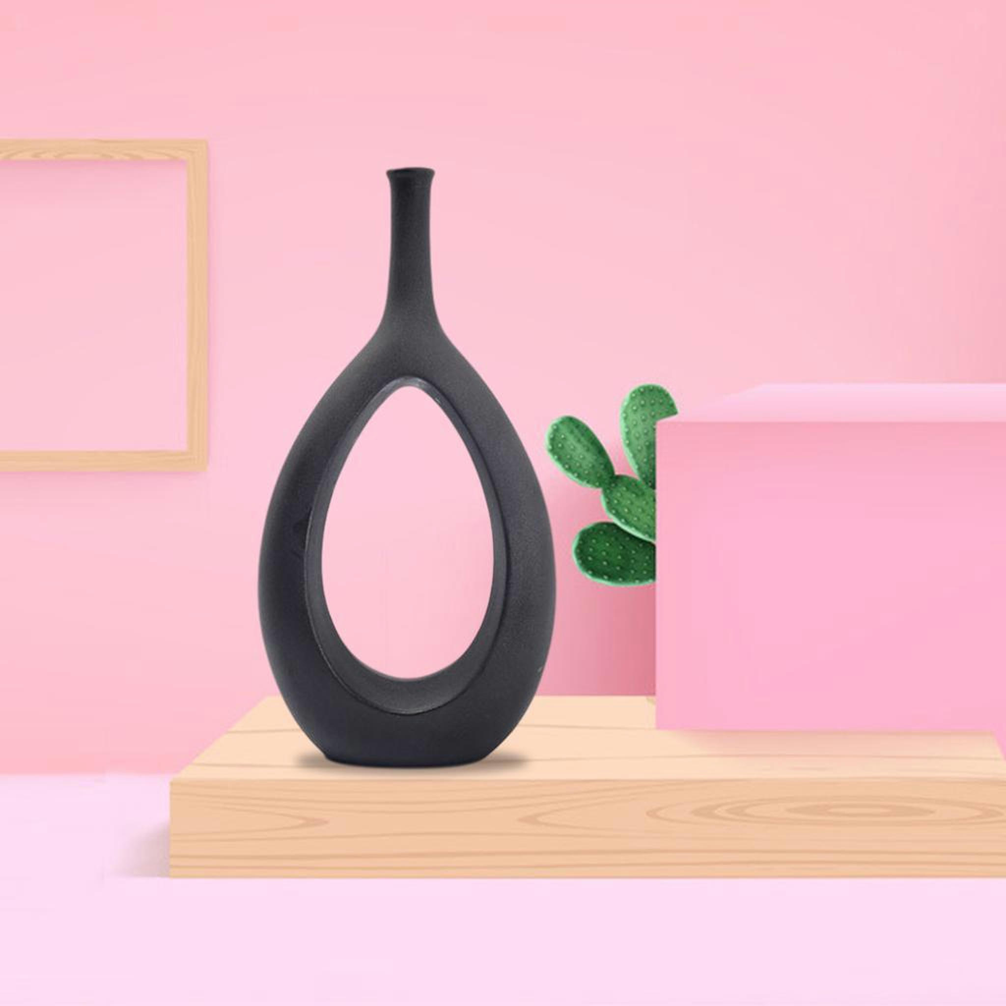 TUMALL Ceramic Hollow Vase Home Desktop Flower Arrangement Wedding