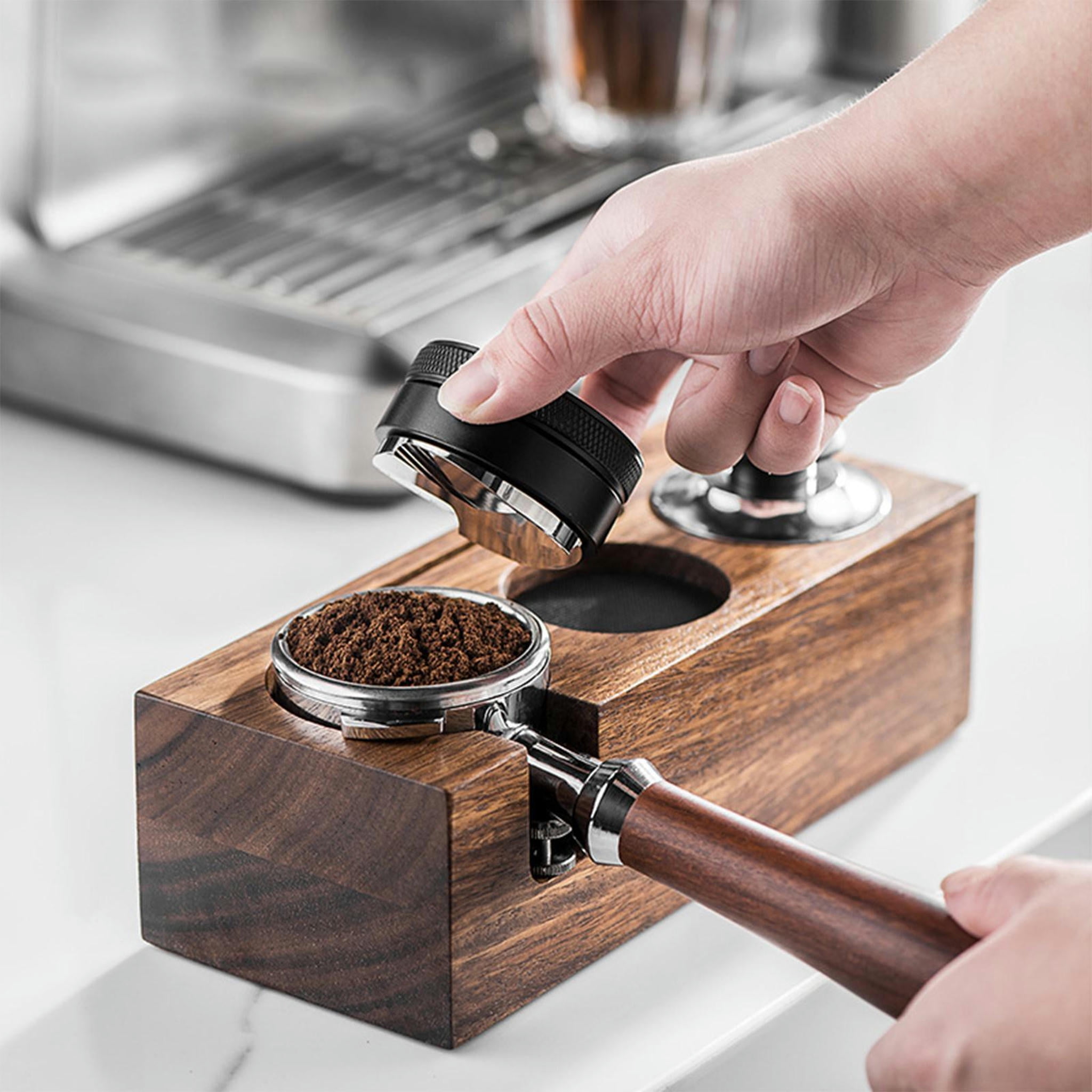 TUMALL Coffee Filter Tamper Holder Wood Espresso Tamper Mat Stand for