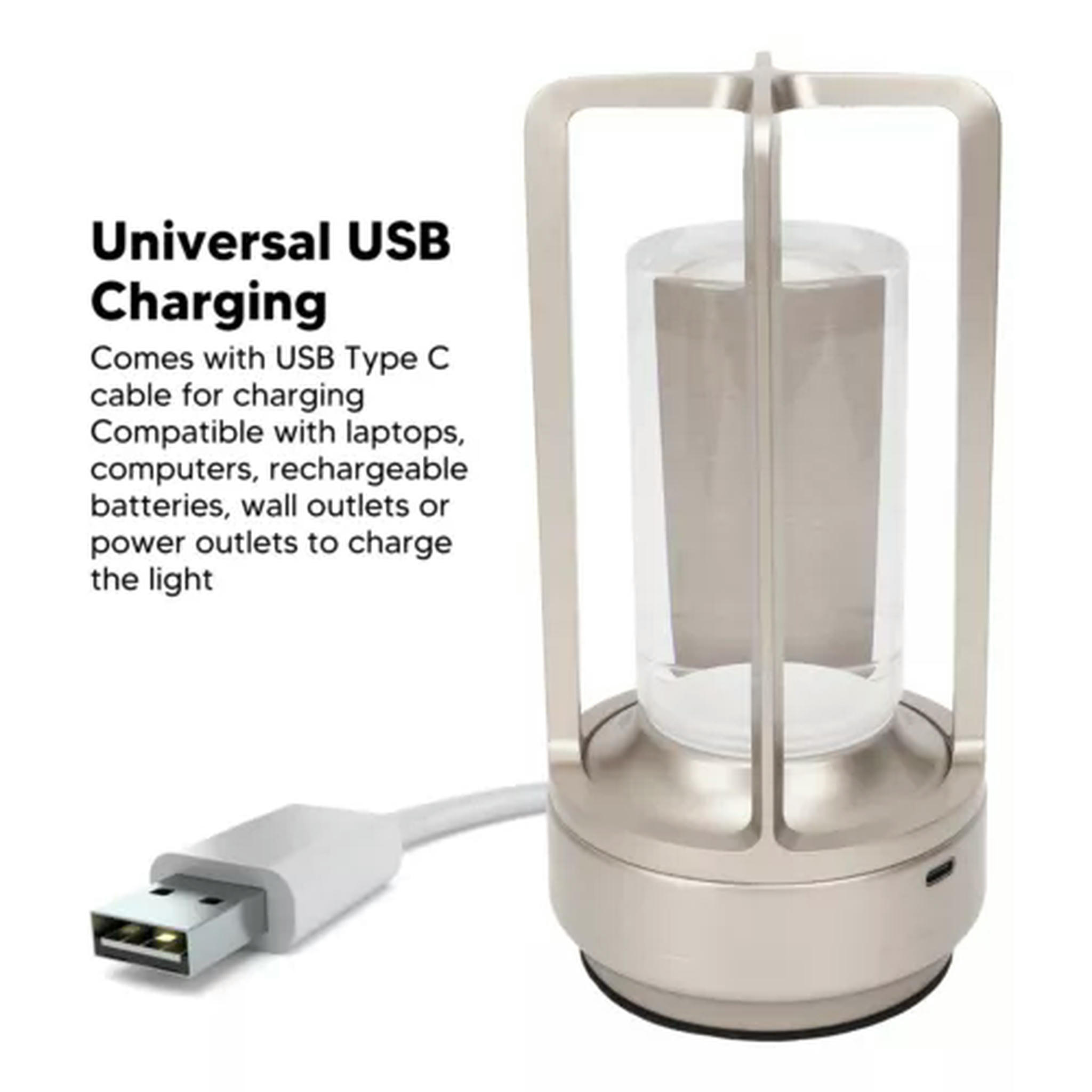 TUMALL Cordless Table Lamp Crystal Lampshade 3 Color Temp Touch Control