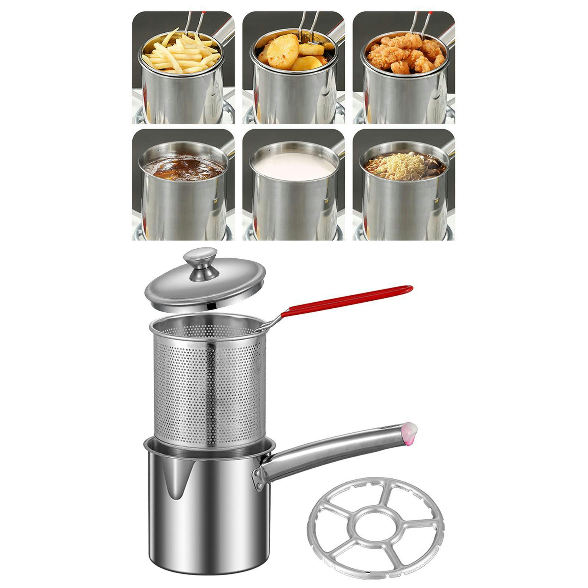 TUMALL Deep Frying Pot Portable with Handles Nonstick Cookware Small