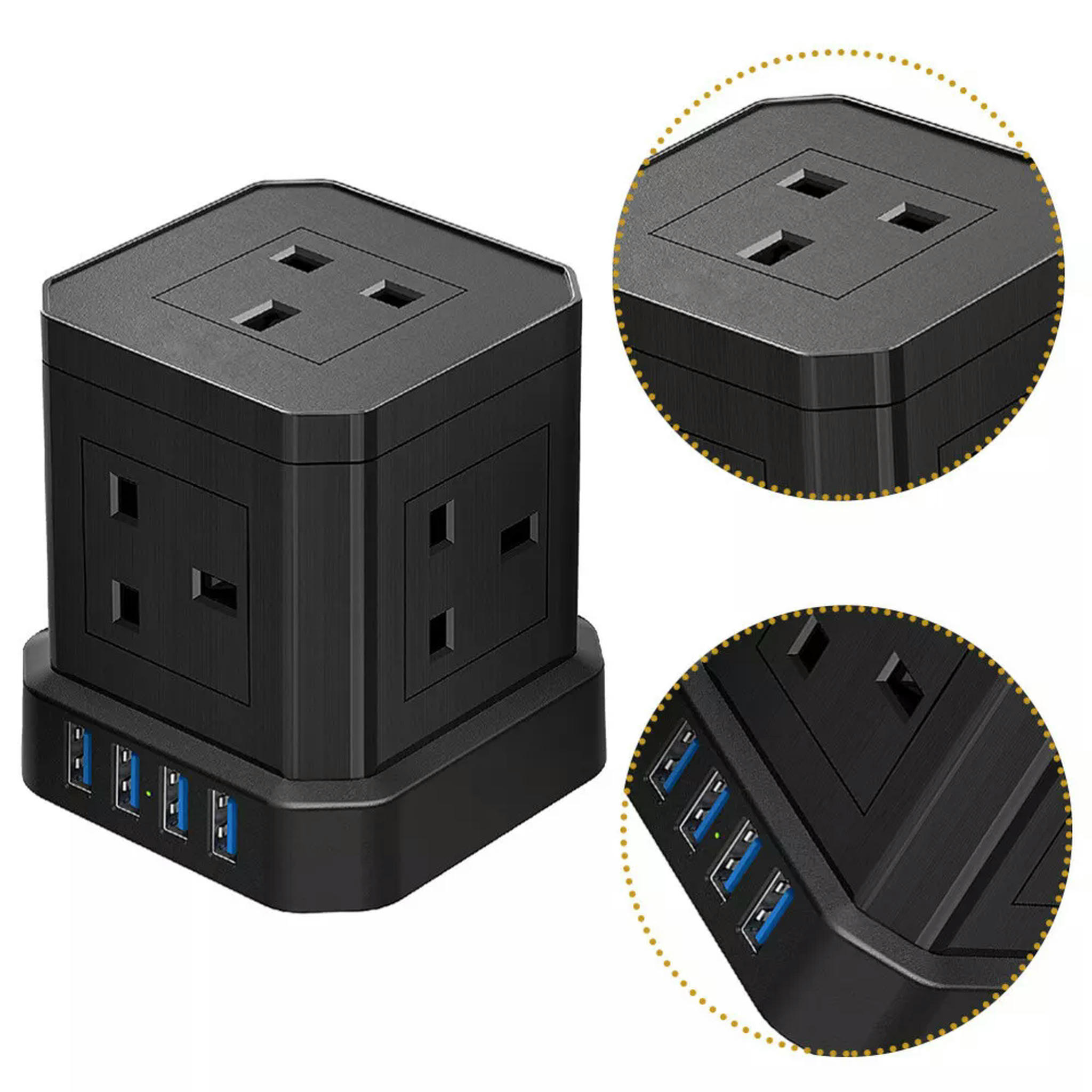 TUMALL Extension Cord With Multiple Outlets Black Extension Lead